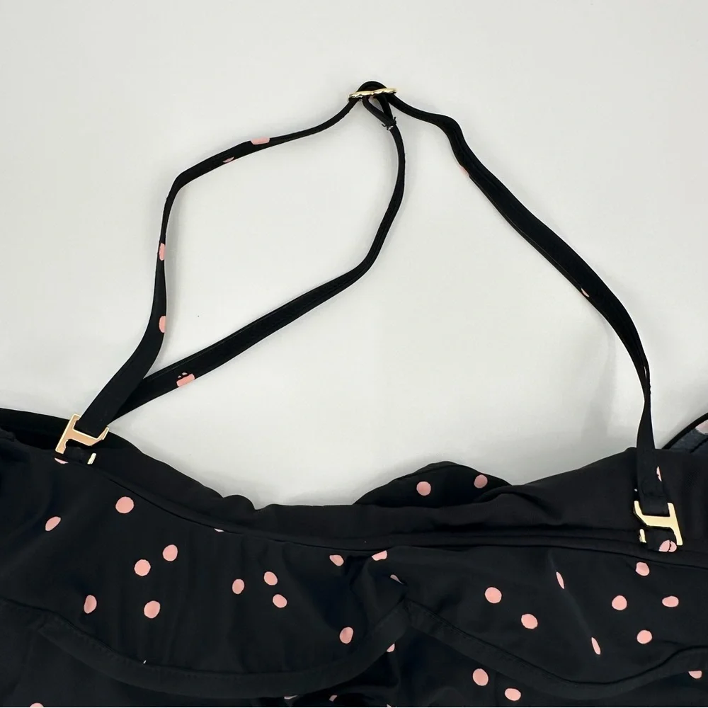 Kate Spade Polka Dot One-Piece Swimsuit With‎ Ruffle Off-Shoulder Design Size XS